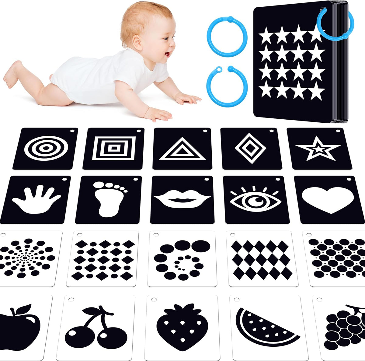 SpriteGru Spanish flashcards for toddlers with colorful cartoon images on rings - view 8