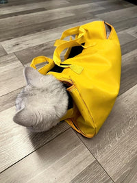 HDKUW Cat Grooming Bag,Foldable Travel Carrier for Cats,Anti-Bite Anti-Scratch Cat Grooming Restraint Bag,Pet Carrier for Administering Eye Drops,Ear Cleaner,Clipping Nails Yellow M