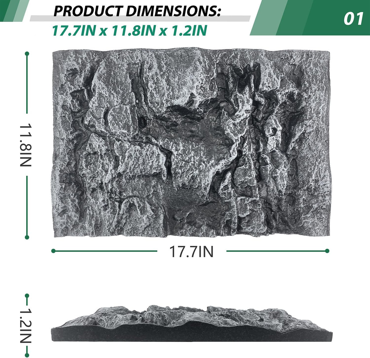 17.7 x 11.8 in 3D rock terrarium background panel made of PU foam - view 2