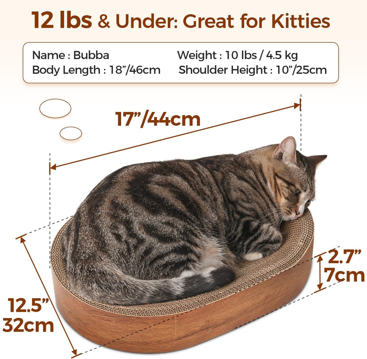 ComSaf Cat Scratcher Bed, Oval Cardboard Scratching Board for Indoor Cats – Essentials for Cats - Walnut Color - image 2