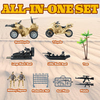 Wbzle army men action figures playset with soldiers, boats, tricycle and quadricycle - view 3
