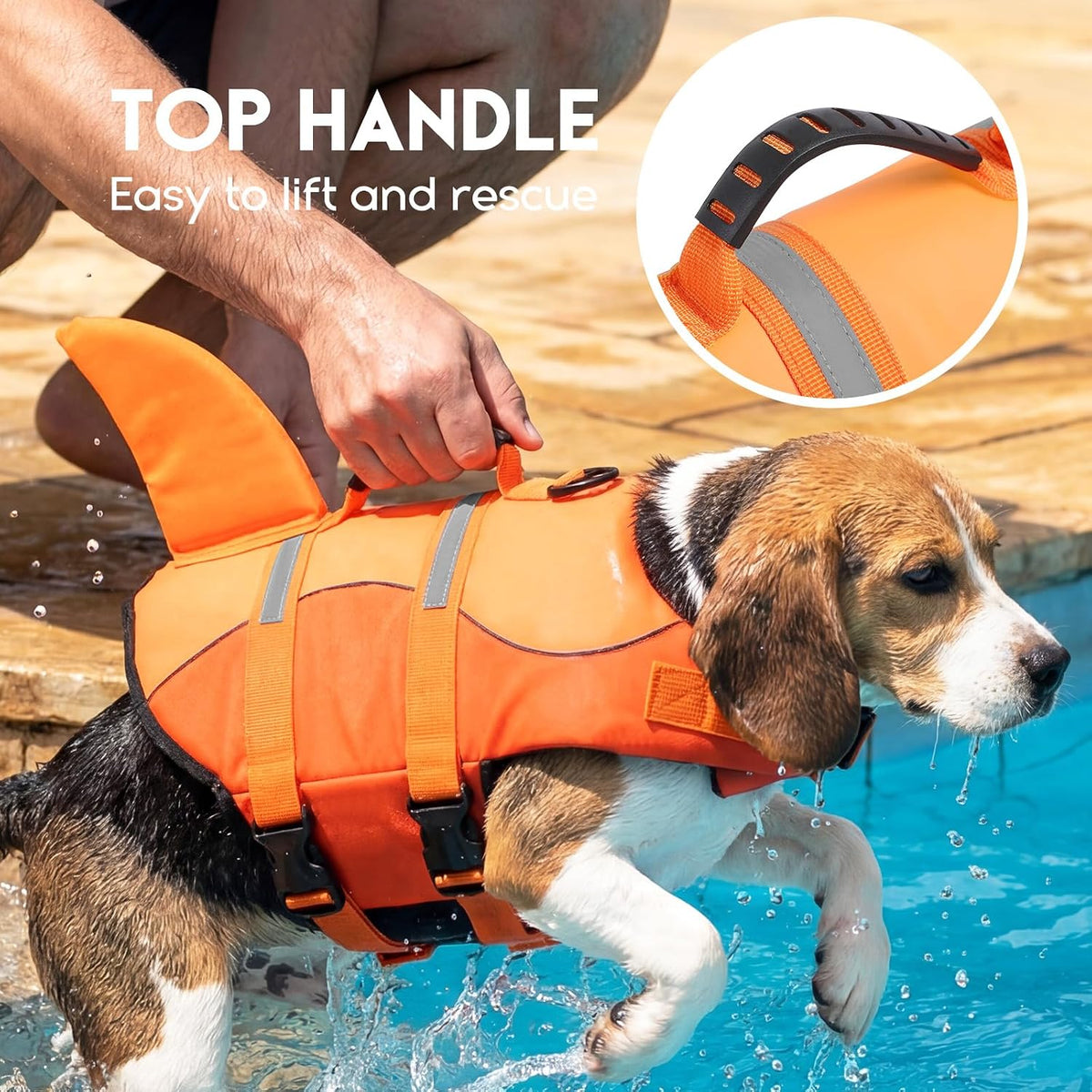 ASENKU Dog Life Jacket, Pet Safety Vest for Swimming & Boating - Medium / OrangeMix - image 4