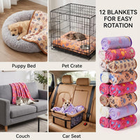 Tatuo 12 Pcs 30x20 in Puppy Dog Blankets Fleece Cat Pet Blankets Soft - 16 x 24 Inch - image 4