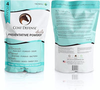 COAT DEFENSE Daily Grooming Powder for Horses | Dry Shampoo with Natural Ingredients | 64 oz Formula for Fresh, Healthy-Looking Coat