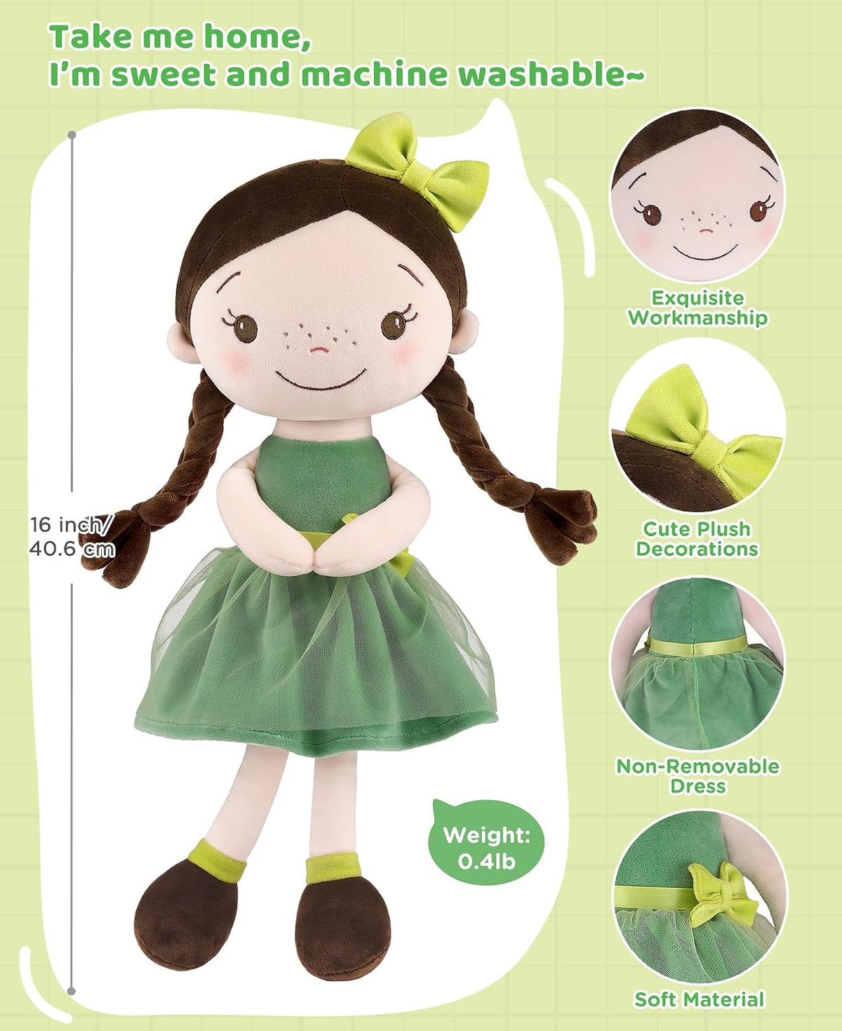 GAGAKU soft baby doll in a floral print rag doll style for toddlers - view 29
