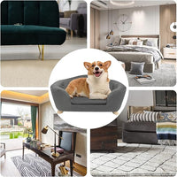 SHAVI Pet Sofa Dog Couch for Small Pet Dog and Cats, Low Back Lounging Bed with Velvet Modern Cat Couch Easy-to-Clean(Grey)