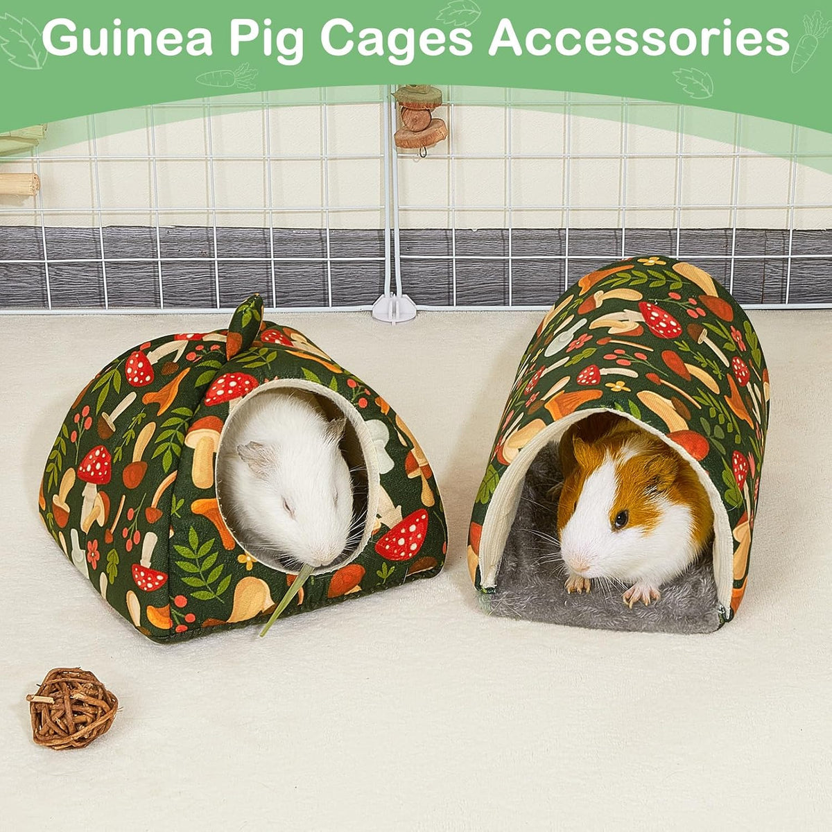 Bienbee Guinea Pig Hideout - Green Mushroom / Small(7.3"L x 7.3"W x 6.7"H) - image 2