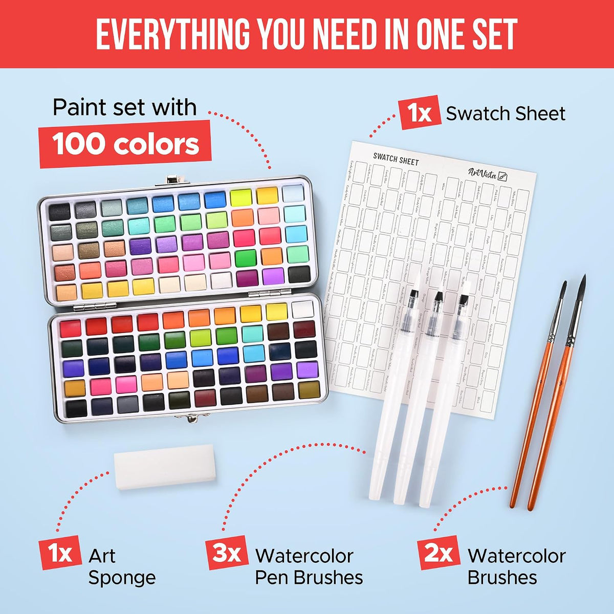 Premium Watercolor Paint Set Bundle with 100 Vibrant Colors for Adults – Fun for Kids & Family - Standard Set - image 4