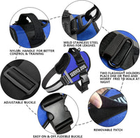 JSXD Dog Harness,No-Pull Service Dog Harness with Handle Adjustable Outdoor Pet Dog Vest 3M - L / Blue - image 2
