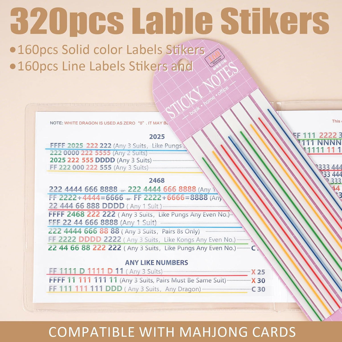 320 pcs Mahjong Card Line Finder Highlighter Tape - 320pc - image 2