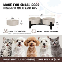 Raised Ceramic Dog Bowl Set with Stand - Light Gray / 2 Bowls - 1.6 Cups Each - image 2