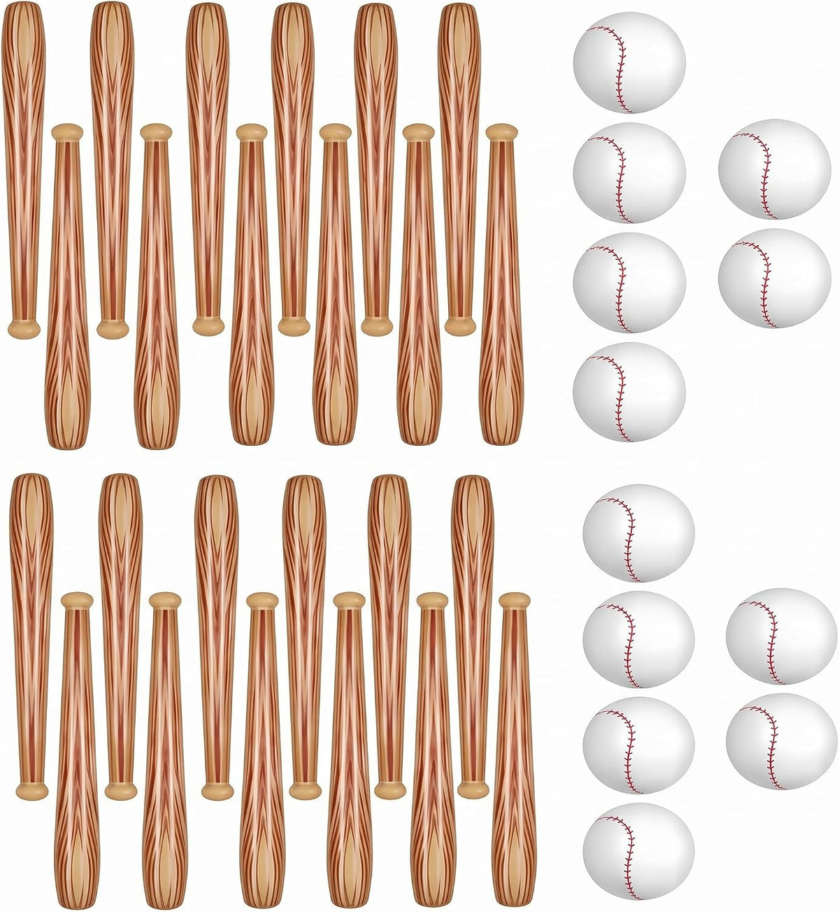 Lewtemi inflatable baseball set with 4 blow-up bats and 2 baseball-print beach balls - view 7