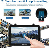 2 Magnetic Solar Wireless Backup Camera with 7'' IPS Touchscreen, 15,000mAh Rechargeable, Auto Sleep, No Wiring, 1080P Night Vision Wireless Backup Camera for Trucks, RV, Trailer, Camper VEKOOTO VK7-2
