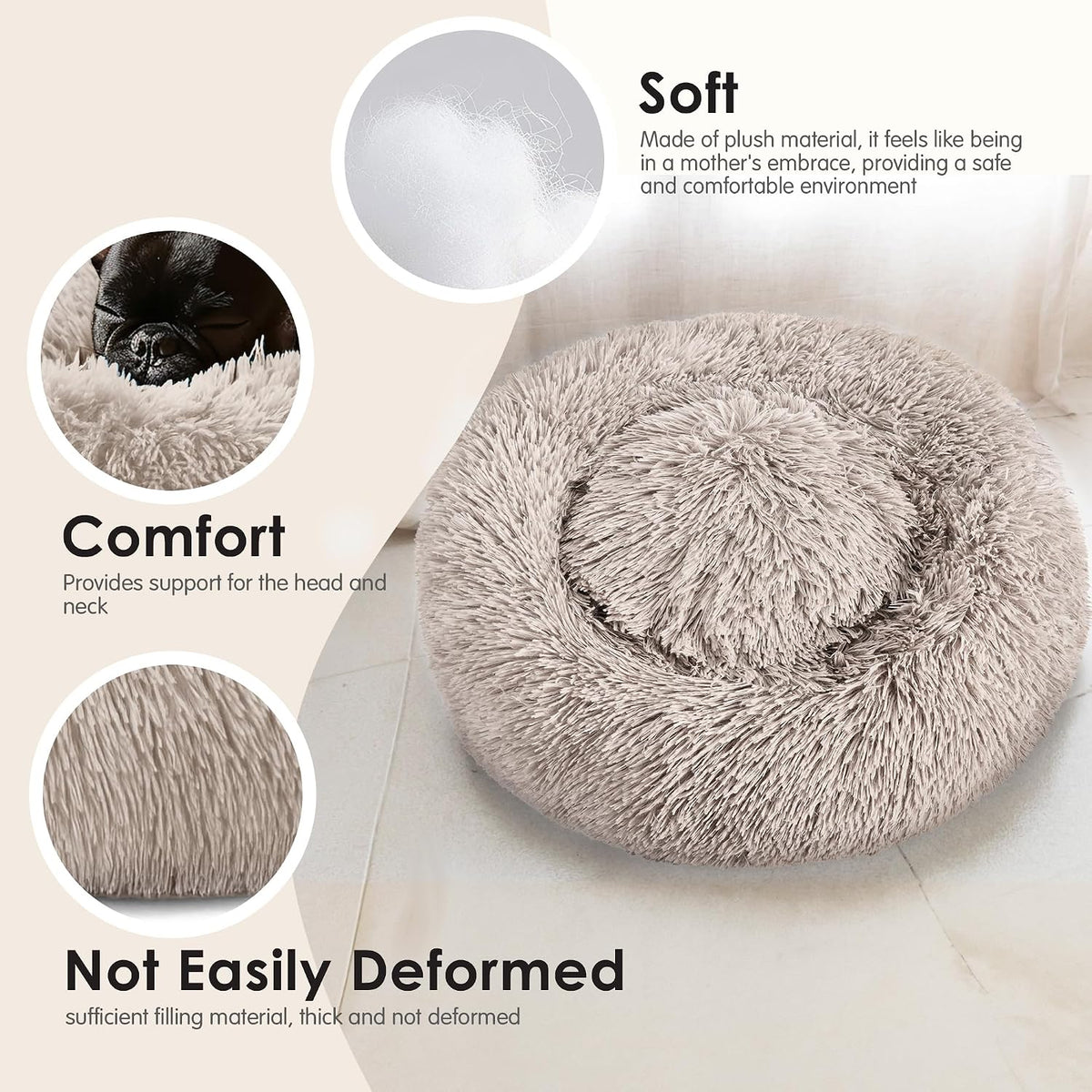 Hoewina Dog & Cat Bed for Indoor Cats - Brown / 24.0"L x 24.0"W x 8.0"Th - image 4
