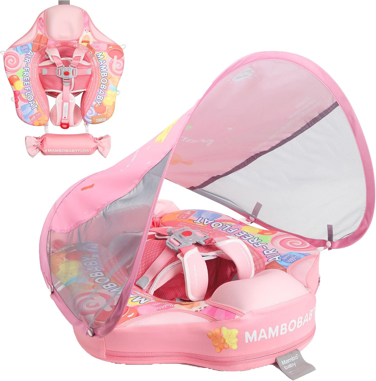 Mambobaby non-inflatable baby float with removable sun canopy and buoyant tail - view 4