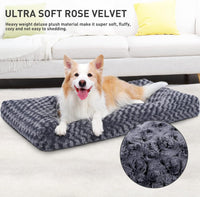 KSIIA Washable Dog Bed Medium Size Dog Crate Bed Plush Pet Mat - Dark Grey / 47.0"L x 29.0"W x 4.0"Th - image 3