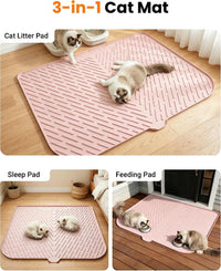 Cat Litter Mat, 47"x37" Extra Large Litter Box Mat, Silicone Mat - Pink - image 3