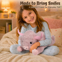 Wepop 5lbs Highland Cow Weighted Stuffed Animals 22in Giant Highland - Highland Cow-pinkp - image 2