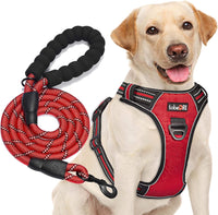 tobeDRI No Pull Dog Harness Adjustable Reflective Oxford Easy Control - Red / Large