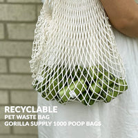 GORILLA SUPPLY Dog Poop Waste Bags with Dispenser and Leash Tie, 9" x 13", Green, 1000 Count