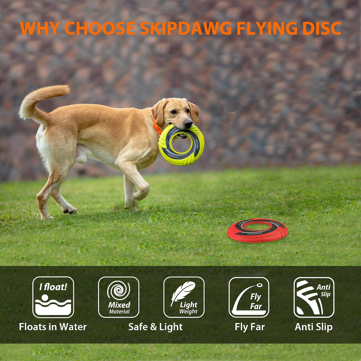 SKIPDAWG Interactive Tug Toy - Original Green & Red - image 3