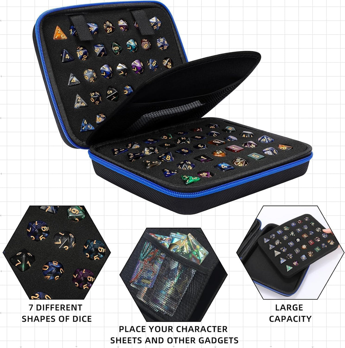 Aoriher 1 Pcs Dice Case with Removable Slotted Tray - Red,Blue,Green - image 4