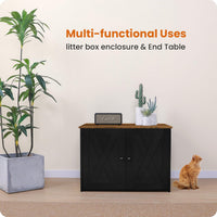 Cat Litter Box Enclosure, Hidden Litter Box Furniture - Black+Warm Brown - image 2