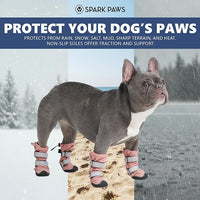 Spark Paws Dog Shoes, Waterproof Dog Boots for Medium to Large Dogs, Non Slip, Breathable Dog Booties and Paw Protectors - 4PCS Doggie Hiking Boots with Reflective Straps - Pink - Size 2