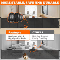 Pawtners Retractable Baby Gates Extra Wide, 41" Tall Extends up to 120" Wide, Dog Gate Indoor for Stairs, Pet Gate with Support Rods for Doorways Hallways Indoor & Outdoor-Black