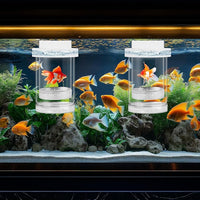 2 Pcs Breeder Box for Fish Tank Aquarium Breeder Separation Net Breeding Box with Suction Cup for Small Fish Shrimp Clownfish Guppy(White,M)
