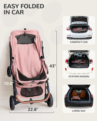 Dog Stroller for Large & Medium Dogs, for 2 Small Dogs – Essentials for Dogs - Bluesh Pink - image 4