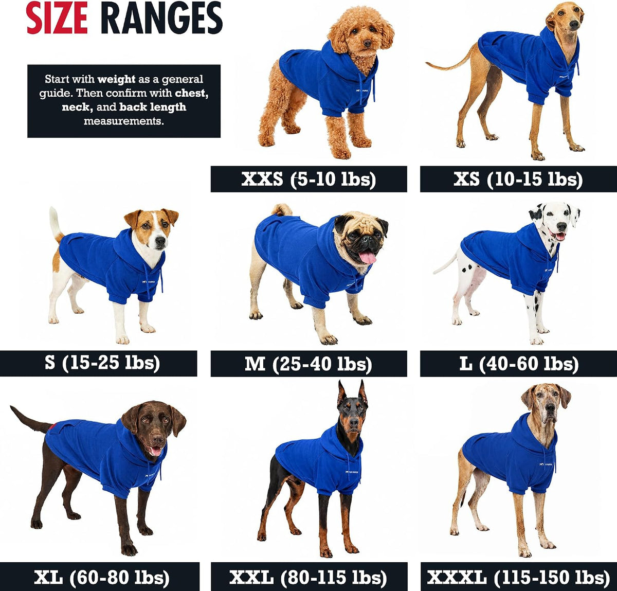 Tuff Pupper Dog Hoodie, Premium Quality Insulated Fabric - Royal Blue / XX-Small (5-10 lbs) - image 2