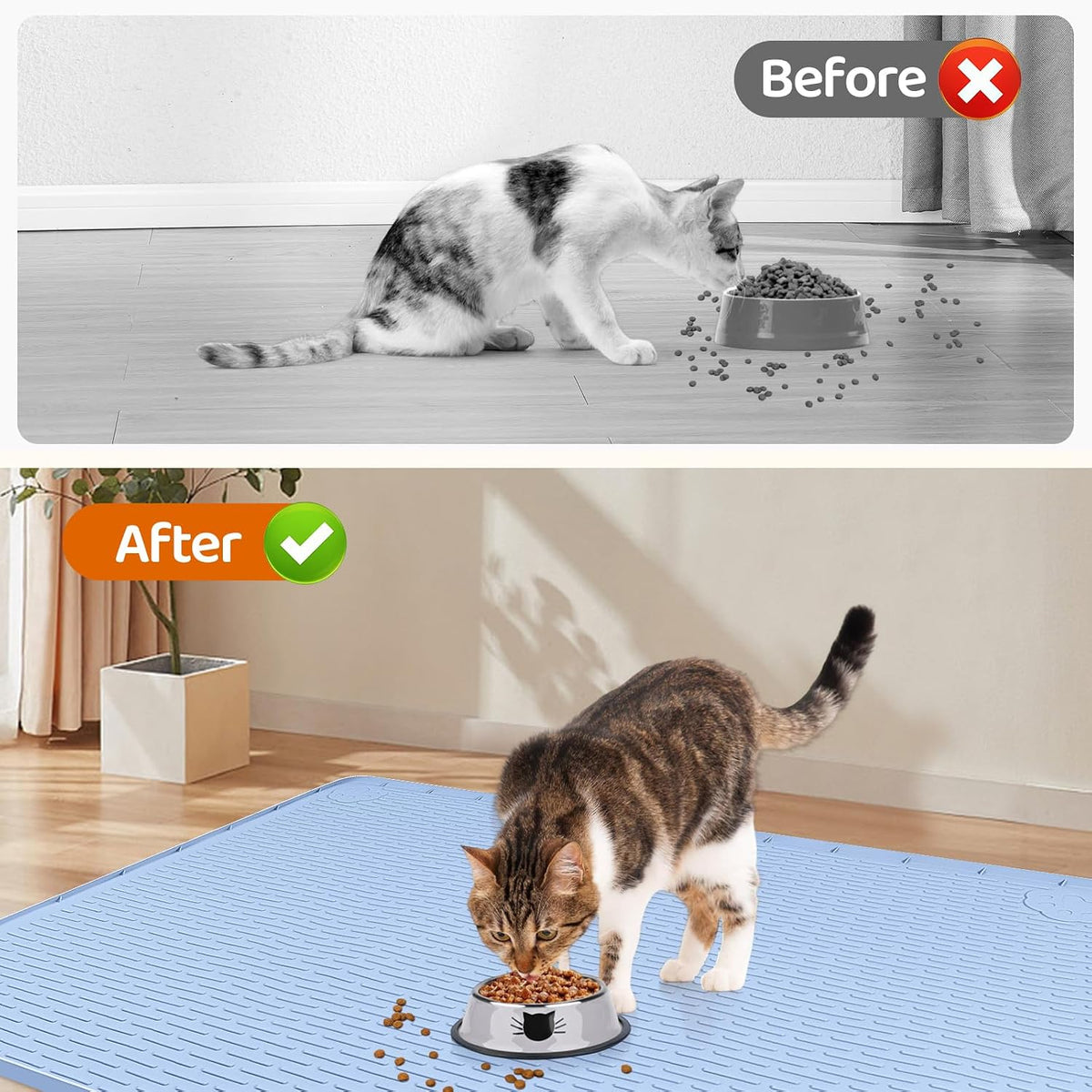 Cat Food Mat Extra Large Silicone Pet Bowl Mat 40''x28'' - Blue / 50"L x 35"W - image 4