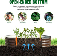 SnugNiture 2 Pcs 6x3x1ft Raised Garden Bed Kit, Outdoor Oval Metal Garden Planter, Ground Planter Box for Gardening Vegetables Flowers, Brown