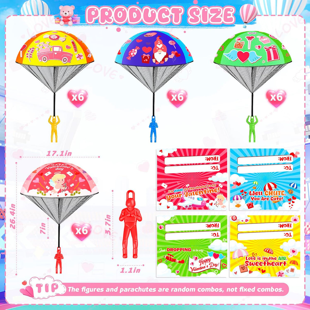 CPSYUB 6 Christmas mini parachute toys with bell keyring accessories - view 7