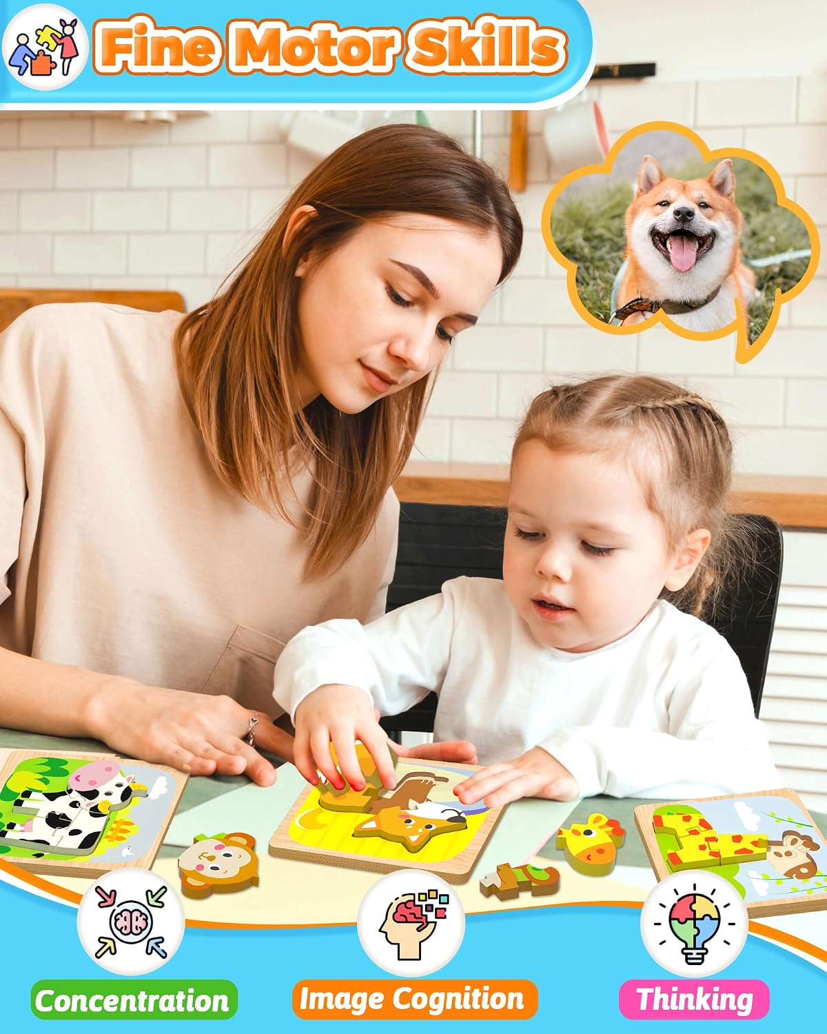 Benresive Wooden Toddler Puzzles - 12 PCS - image 2