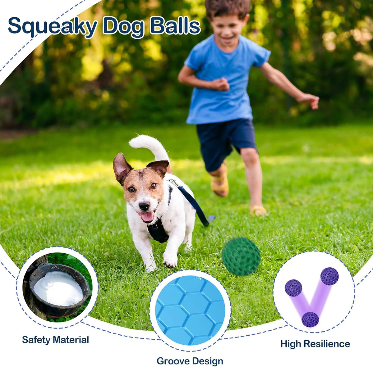 2 Pack Indestructible Squeaky Dog Balls for Aggressive Chewers - Purple+Green - image 4