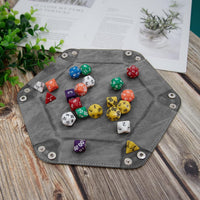 SIQUK 6 Pieces Dice Tray Hexagon Dice Rolling Holder Folding PU - Violet, Black, Cyan, Blue, Gray, Dark Green - image 4