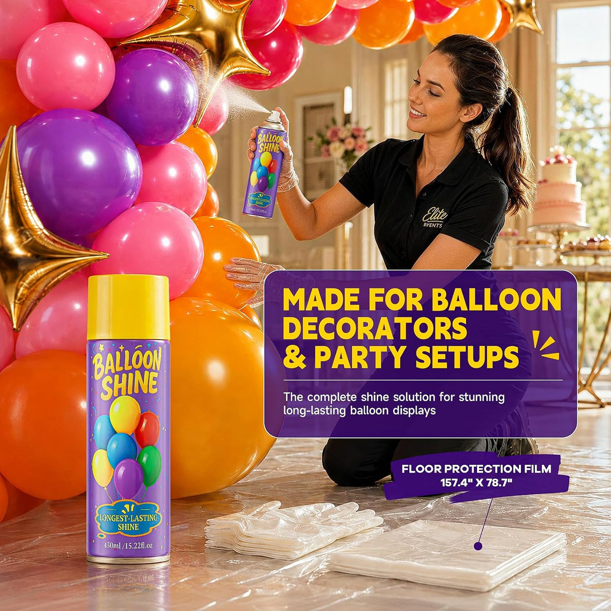 Balloon Shine Spray for Party : 15 oz Balloons Spray Silicone – Fun for Kids & Family - 1 Pack Set - image 2