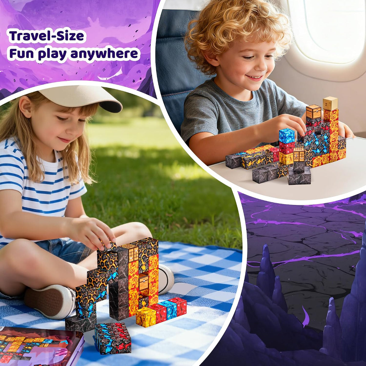 EWED 200 piece forest themed magnetic building blocks with trees, houses and figures - view 14