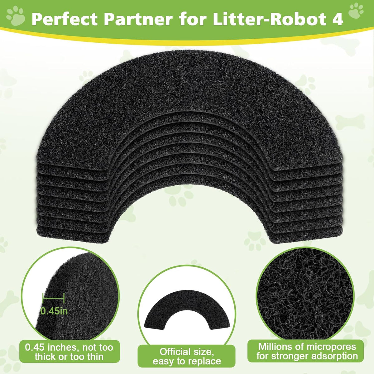 8 Pack Thickened 0.45” Carbon Filters Compatible with Litter Robot 4 - image 4