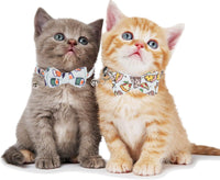 Fall Cat Collar with Bowtie - 7.5"- 10.5" / Pizza & Sushi - image 3