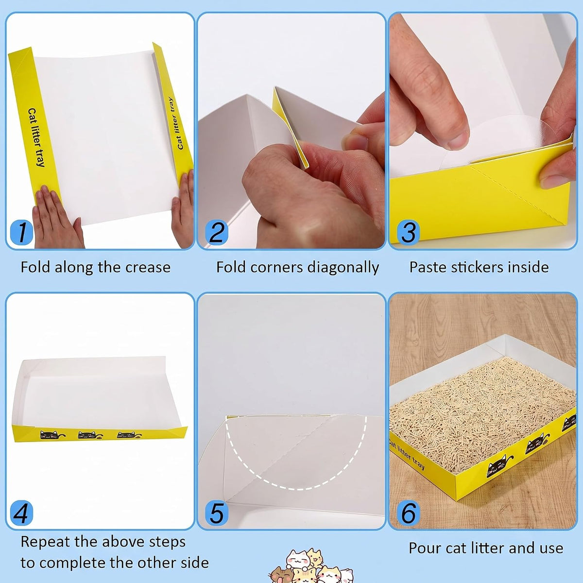 Amyhill 30 Pack Disposable Cat Litter Box Paper Pet Trays - Yellow - image 4