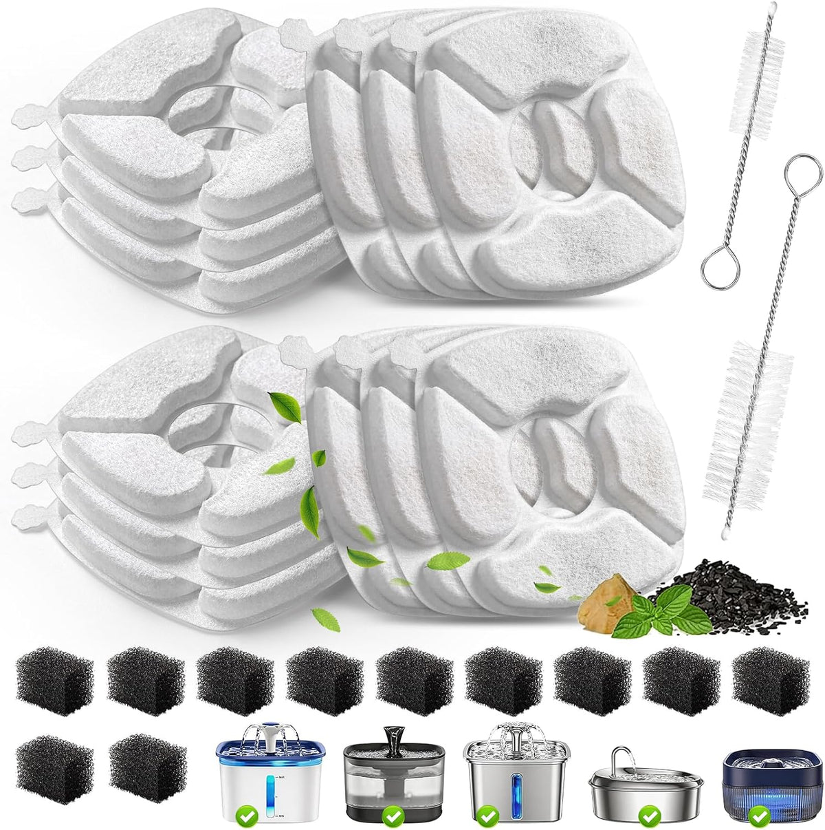 Cat Water Fountain Replacement Filters-12 Pack Cat Fountain Filters - 12 Filters+12 Sponges