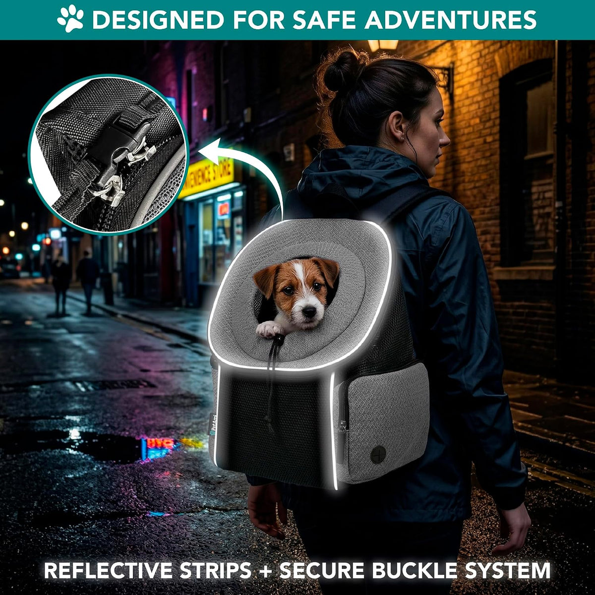 PetAmi Dog Carrier Backpack, Hands Free Front Pet Carrier - Gray / 15.5"L x 9.0"W x 15.5"H - image 3