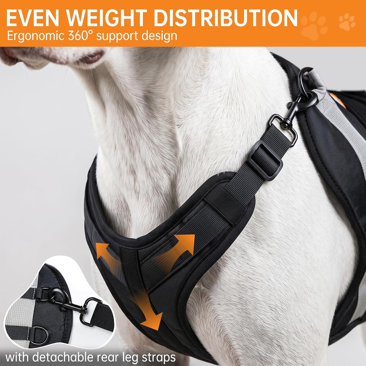 Dog Lift Harness for Large Dogs, Full Body Dog Sling Carrier - Black / Large - image 2