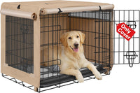Dog Crate Cover, Kennel Covers Fit for 30 Inch Dogs Crate - Beige (with left window) / 24 Inch