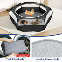 Pawaboo Small Animal Playpen, Waterproof Portable Pet Cage Tent - U-Black + Gray / 1 - image 3