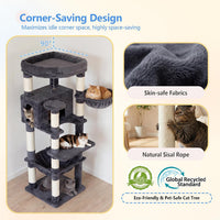Heybly 53.1" Corner Cat Tree for Large Cats - Smoky Gray / 53 inch - image 2
