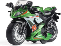 Toy Motorcycle, Pull Back Toy Car with Sound and Light Toy - Green